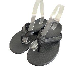 Vionic Womens Tide Black Leather Orthopedic Sandals Comfortable Arch Support